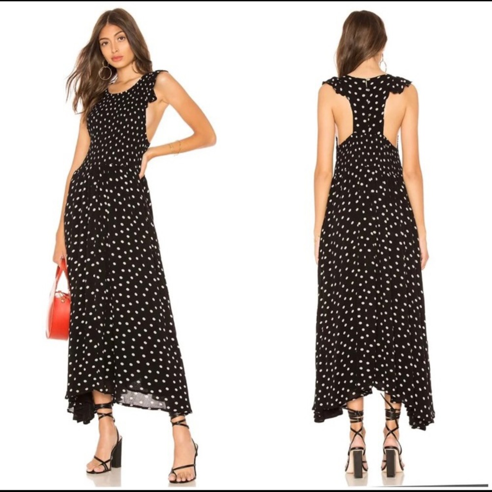 Free People Chambray Butterflies Dot Midi Dress-S